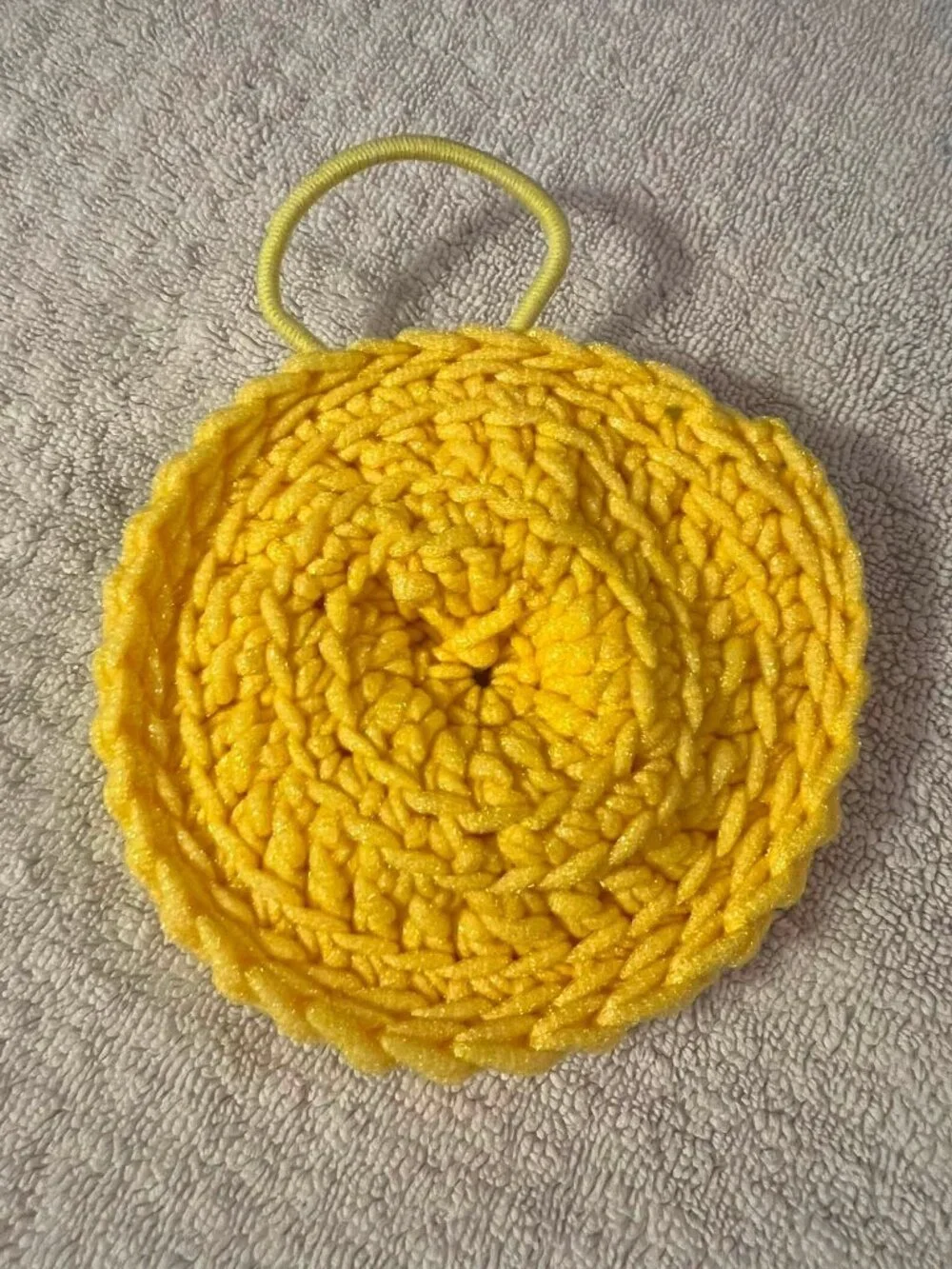 Body Exfoliator - Yellow - Washable - Made w/Scrubology Yarn (Designed for dishe